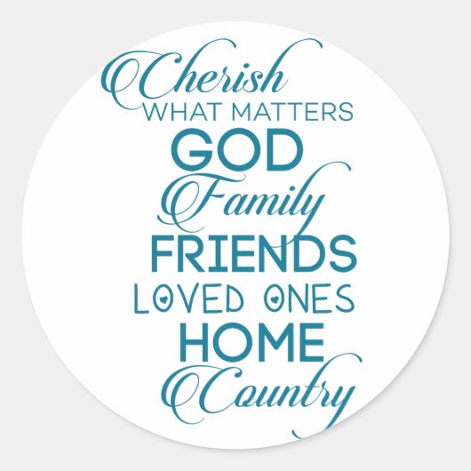 Cherish What matter Blauwgroen Ronde Sticker (Voorkant)