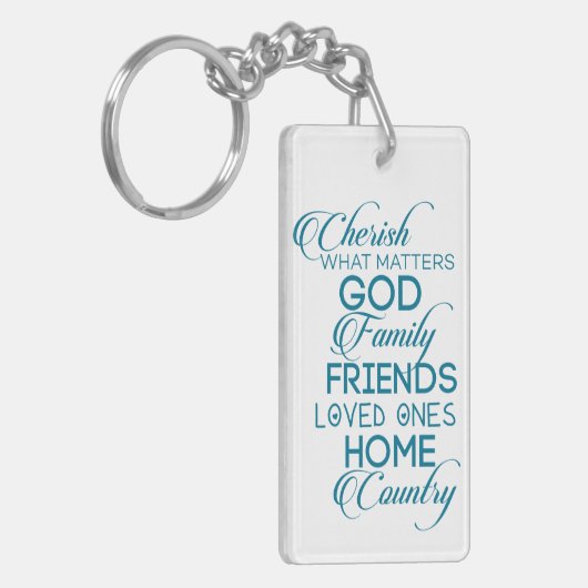 Cherish What matter Blauwgroen Sleutelhanger (Voorkant Links)