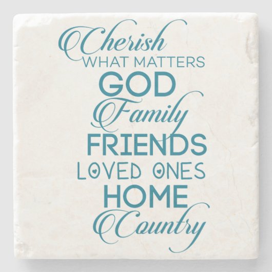 Cherish What matter Blauwgroen Stenen Onderzetter (Voorkant)