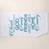 Cherish What matter Blauwgroen Strandlaken (Voorkant)