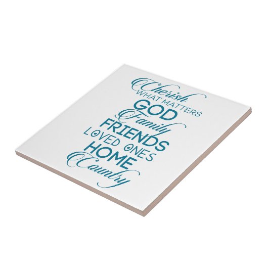 Cherish What matter Blauwgroen Tegeltje (Zijkant)