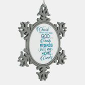 Cherish What matter Blauwgroen Tin Sneeuwvlok Ornament (Links)