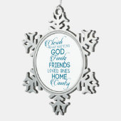 Cherish What matter Blauwgroen Tin Sneeuwvlok Ornament (Rechts)