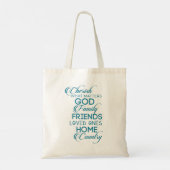 Cherish What matter Blauwgroen Tote Bag (Achterkant)