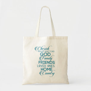 Cherish What matter Blauwgroen Tote Bag