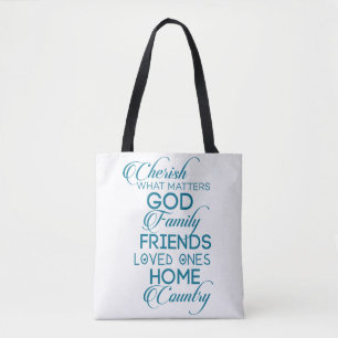 Cherish What matter Blauwgroen Tote Bag