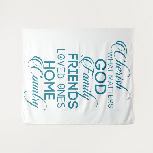 Cherish What matter Blauwgroen Wandkleed (Voorkant (horizontaal))