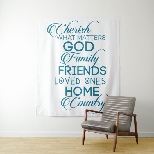 Cherish What matter Blauwgroen Wandkleed (In situ)