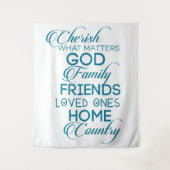 Cherish What matter Blauwgroen Wandkleed (Voorkant)