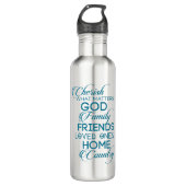 Cherish What matter Blauwgroen Waterfles (Voorkant)