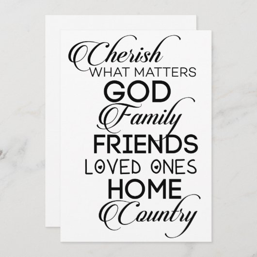 Cherish What Matters Feestdagenkaart (Voorkant / Achterkant)
