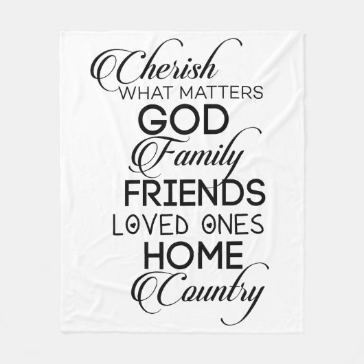 Cherish What Matters Fleece Deken (Voorkant)