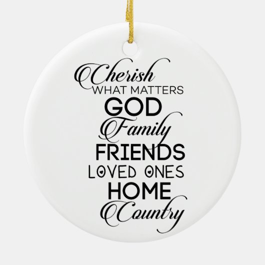 Cherish What Matters Keramisch Ornament (Achterkant)