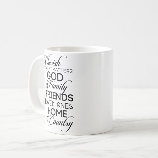 Cherish What Matters Koffiemok (Voorkant links)