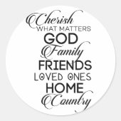 Cherish What Matters Ronde Sticker (Voorkant)