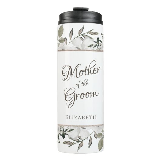  Cherish White Bloemen Moeder van de bruidegom Thermosbeker (Voorkant)