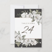 Cherish White Bloemen Tafel Nummers Kaart (Voorkant)