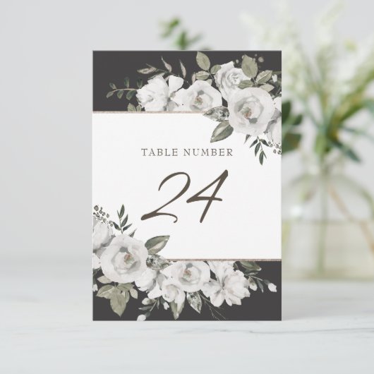  Cherish White Bloemen Tafel Nummers Kaart (Staand voorkant)