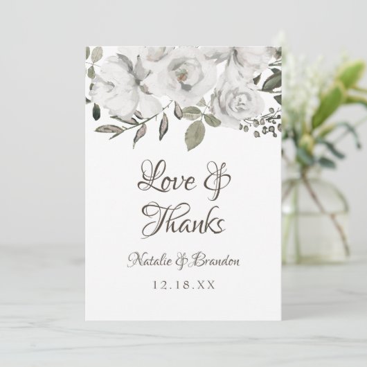 Cherish White Bruiloft Liefde en Bedankt (Staand voorkant)