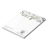  Cherish White Floral - aangepaste tekst & logo Notitieblok (Linkerzijde)