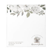  Cherish White Floral - aangepaste tekst & logo Notitieblok (Voorkant)