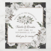 Cherish White Floral Bruiloft Welkom Wijn Etiket (Enkel label)