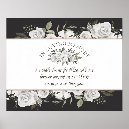  Cherish White Floral in Loving Memory Sign Poster (Voorkant)