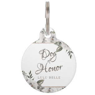  Cherish White Floral Lijst Hondenhond Huisdierpenning