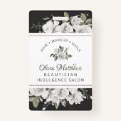  Cherish White Floral & Roos Gold Business Badge (Achterkant)