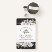  Cherish White Floral & Roos Gold Business Badge (Achterkant met intrekbare)