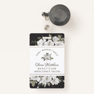  Cherish White Floral & Roos Gold Business Badge