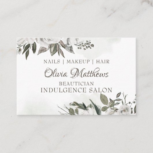 Cherish White Floral & Roos Gold Visitekaartje (Voorkant)