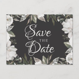 Cherish White Floral & Rozen Save the Date Aankondigingskaart