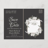 Cherish White Floral & Rozen Save the Date Aankondigingskaart (Achterkant)