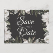 Cherish White Floral & Rozen Save the Date Aankondigingskaart (Voorkant)