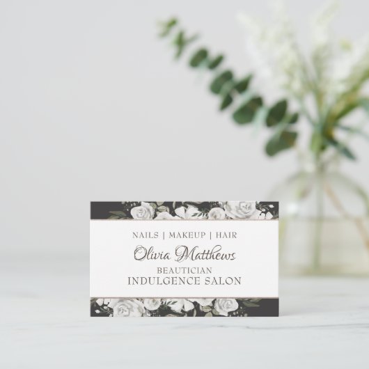  Cherish White Floral Social Media Visitekaartje (Staand voorkant)