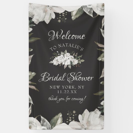  Cherish White Floral Vrijgezellenfeest Welkom Spandoek (Verticaal)