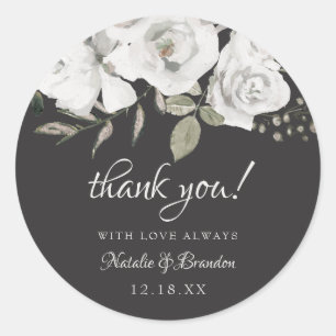 Cherish White Floral Wedding Dank u Ronde Sticker