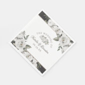  Cherish White Floral Wedding Monogram Servet (Hoek)