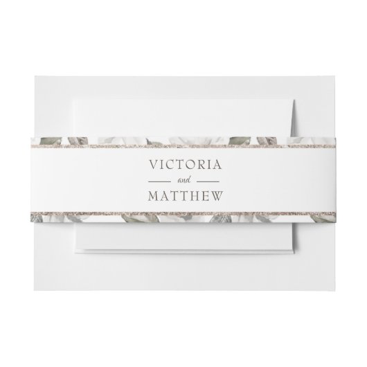  Cherish White Floral Wedding Monogram Uitnodigingen Wikkel (Voorkant Voorbeeld)