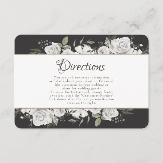  Cherish White Floral Wedding Routebeschrijving Informatiekaartje (Voorkant)