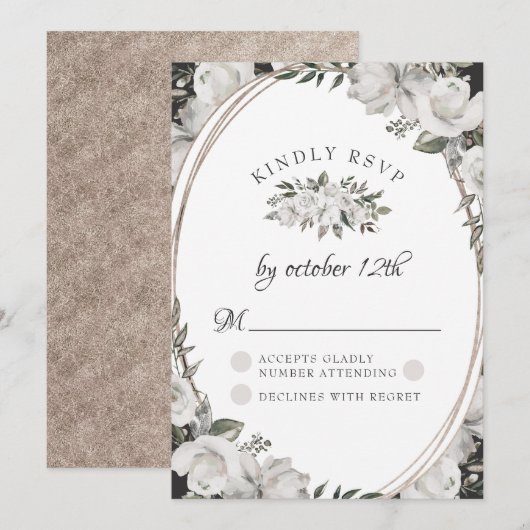  Cherish White Floral Wedding RSVP Kaart (Voorkant / Achterkant)