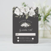 Cherish White Floral Wedding RSVP Reageer (Staand voorkant)