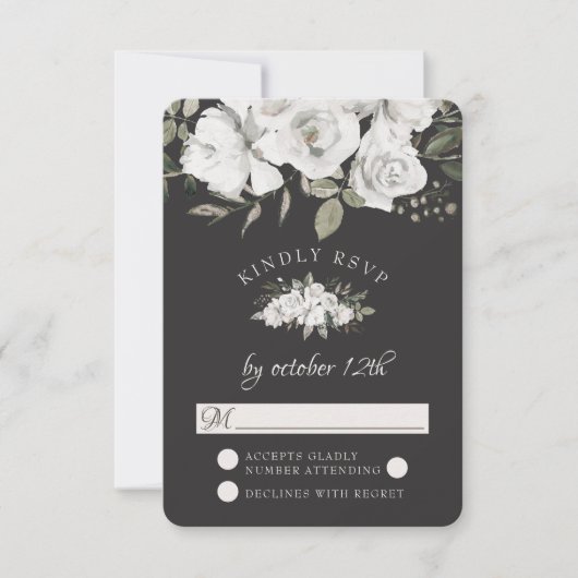 Cherish White Floral Wedding RSVP Reageer (Voorkant)