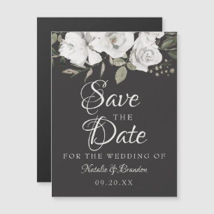 Cherish White Floral Wedding Save the Date Magnetische Uitnodiging