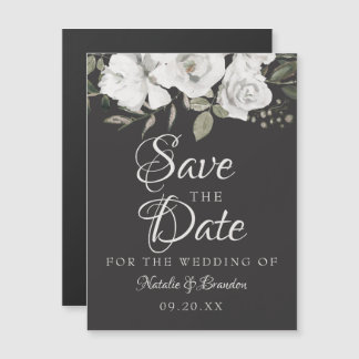  Cherish White Floral Wedding Save the Date Magnetische Uitnodiging