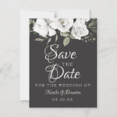  Cherish White Floral Wedding Save the Date Magnetische Uitnodiging (Voorkant)