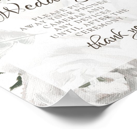 Cherish White Unplugged Wedding Table Sign Poster (Hoek)