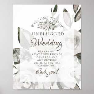 Cherish White Unplugged Wedding Table Sign Poster