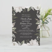 Cherish Wit Bloemen & Roos Border Bruiloft Kaart (Staand voorkant)